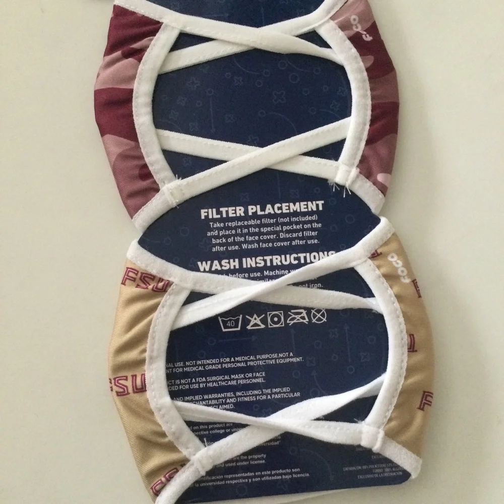 NCAA FLORIDA STATE SEMINOLES 2 PACK FACE MASKS OS UNISEX ADULT NWT